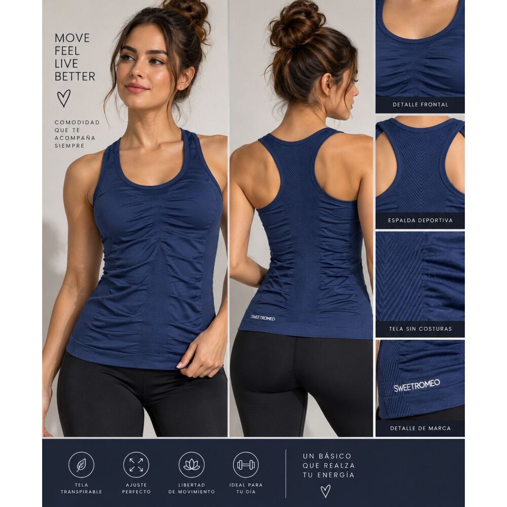 Sweet Romeo Active S/M Navy Seamless Racerback Workout Tank Top NWT MSRP $62